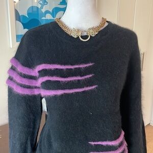 Angora Rabbit 🐇 Wool Spree 3d vintage black and purple sweater sacks fifth ave